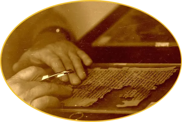 James Robinson trabajando sobre los códices